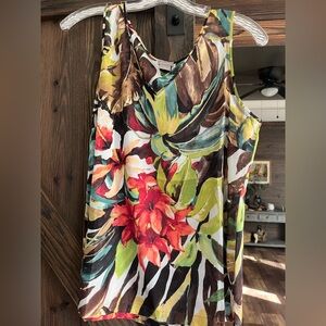 Chicos Sleeveless Tropical Floral Print Tank Top
